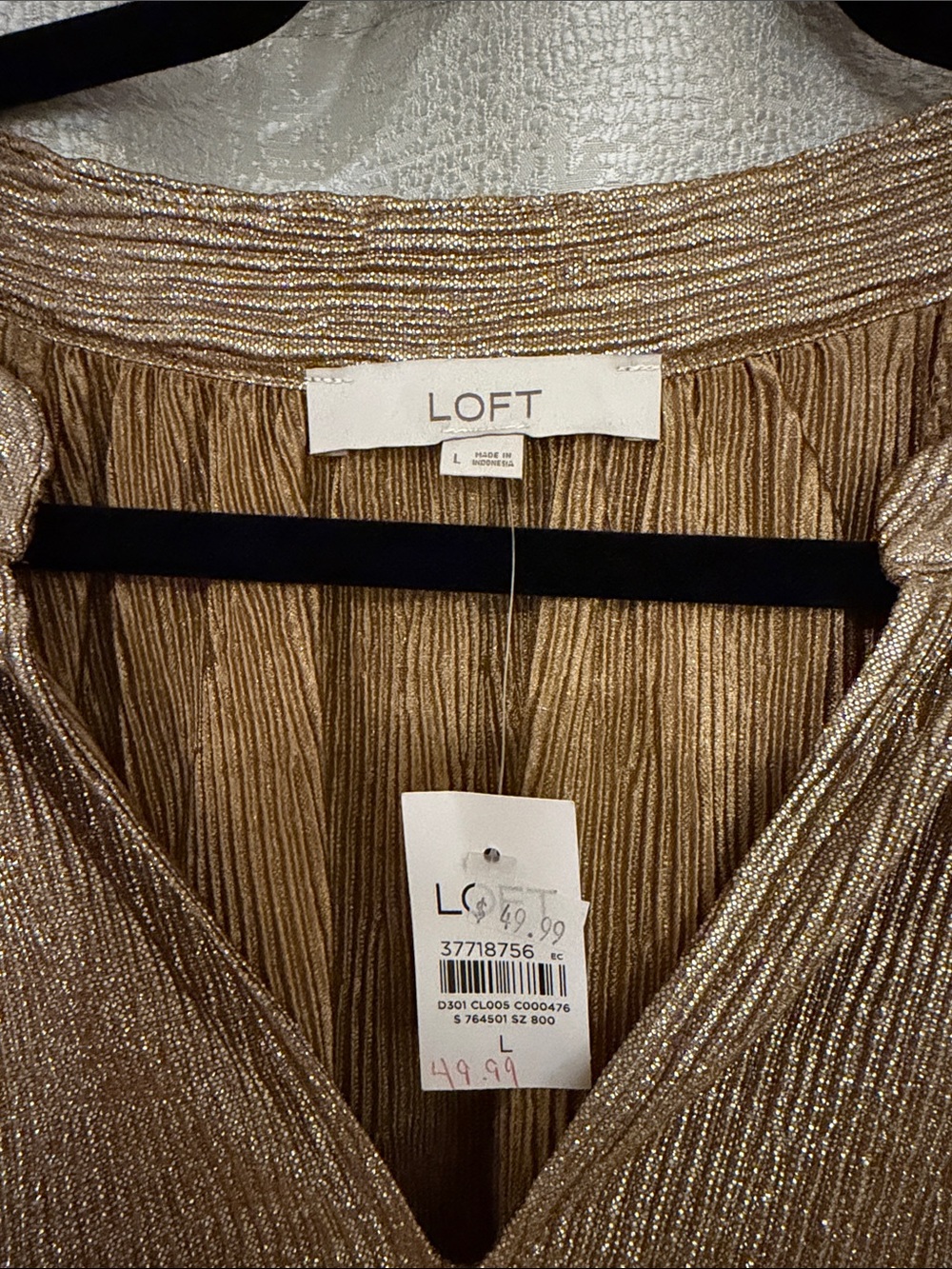 LOFT Shimmery Gold Long-Sleeve Peasant Top - Picture 2 of 4